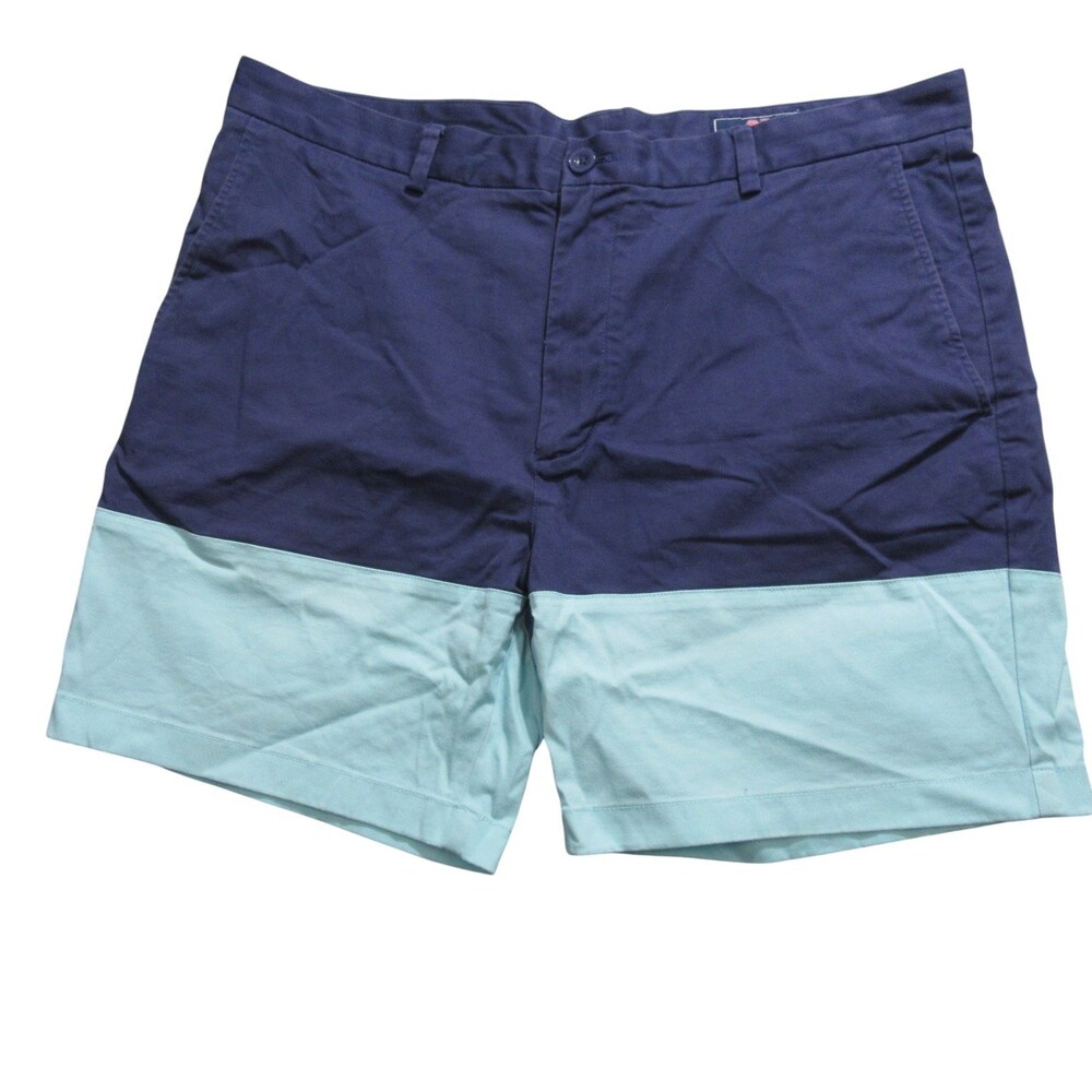 Vineyard Vines Mens Shorts 38 x 7 Navy Blue Mint Stretch Cotton Pocket